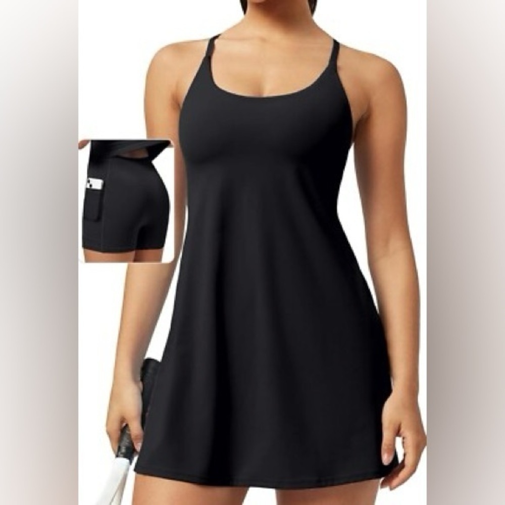 Black A-Line Dress with Racerback Design